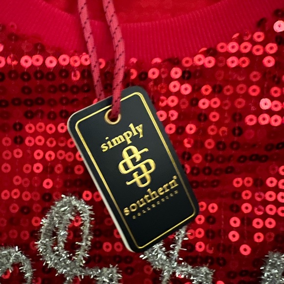 NWT Simply Southern XXL 2XL MERRY & BRIGHT Holiday Sequin Top - Picture 2 of 3